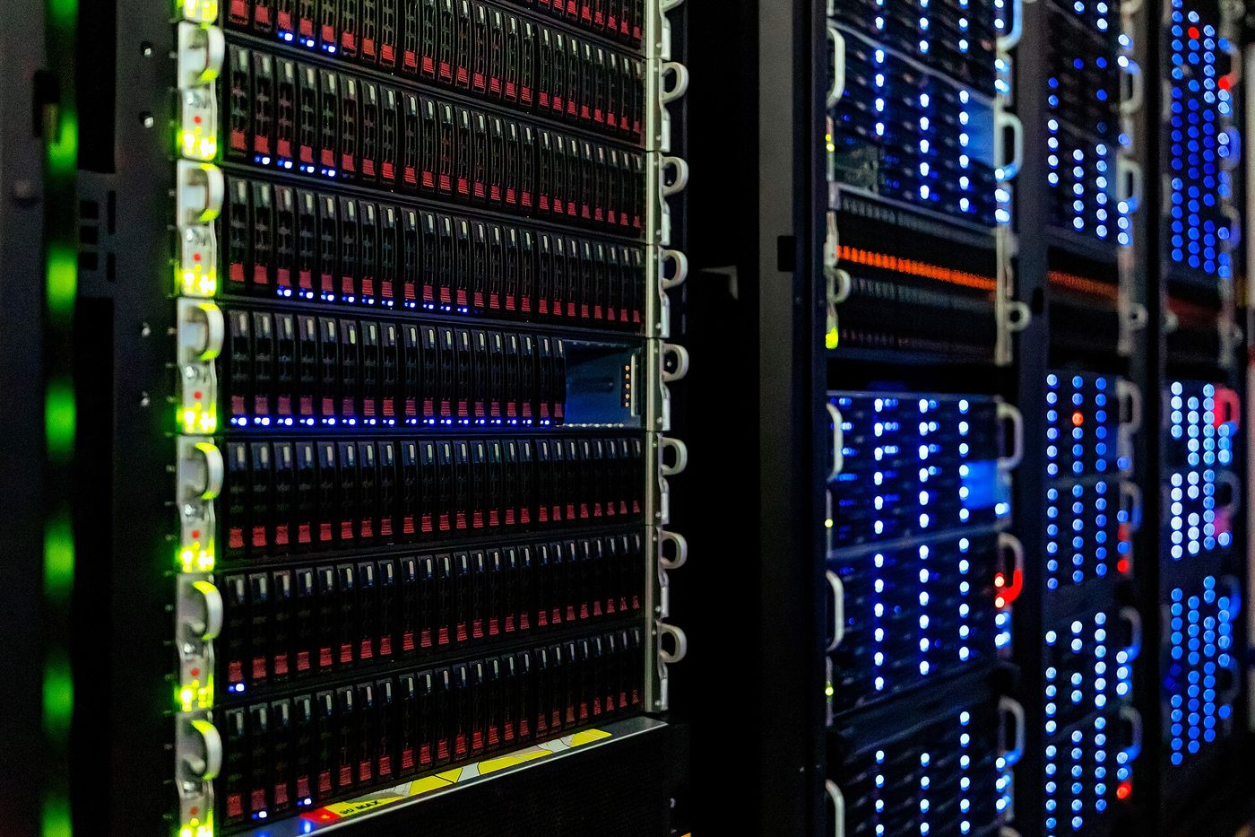 Server racks in a computing facility outside Paris. Lumière Labs trained its latest model on a cluster of about 24,000 processors in France.