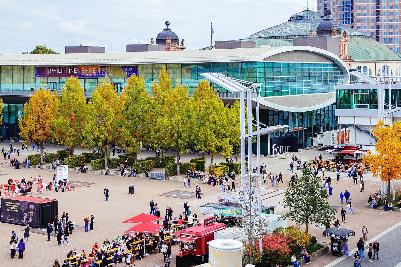 Visitors move through the halls of the Frankfurt Book Fair, the publishing industry’s largest annual gathering.