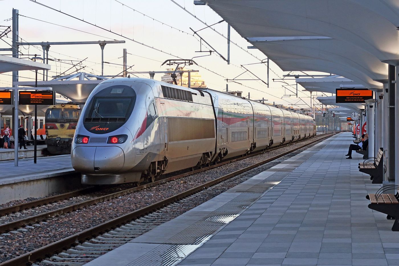 A high-speed train on Morocco’s Al Boraq line, which is being extended south from Kenitra to Marrakech ahead of the 2030 World Cup.