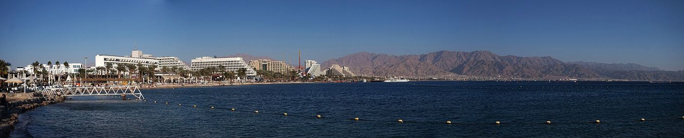 The Red Sea coast at Aqaba, Jordan, where a desalination plant will anchor a pipeline carrying water 450 kilometers north to Amman.