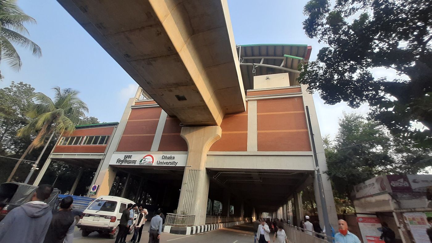 An elevated metro train in Dhaka, Bangladesh, where a second line opened to the public this week.