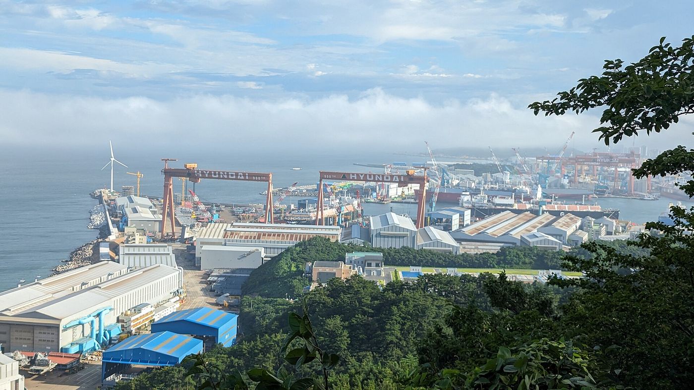 Gantry cranes over a shipyard in Ulsan, South Korea, where orders for gas carriers have reached a record backlog.