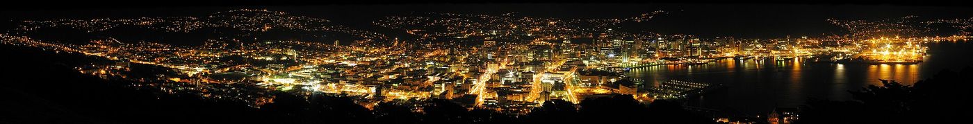 Houses on the hillsides above Wellington Harbour, New Zealand, where a century-old water network loses nearly half its supply to leaks.