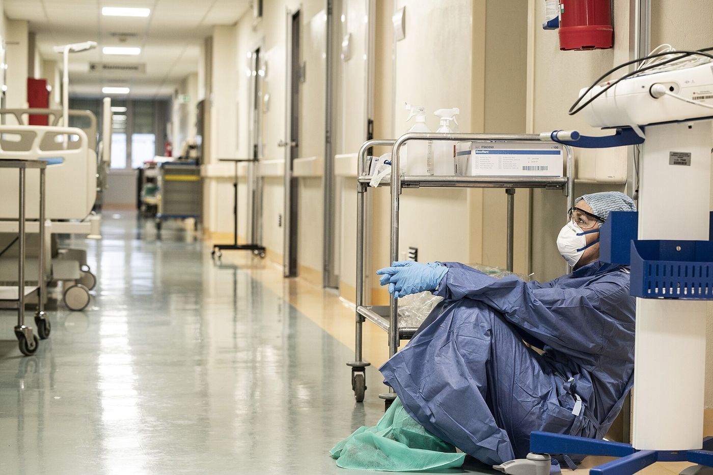 A corridor in a regional hospital in Emilia-Romagna, where staff reverted to handwritten charts after the attack.