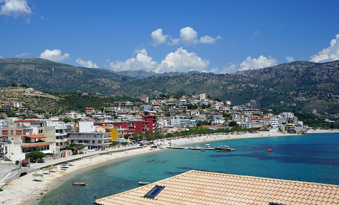 A beach on the Albanian Riviera between Himarë and Dhërmi, where the coastal road was jammed for much of the summer.