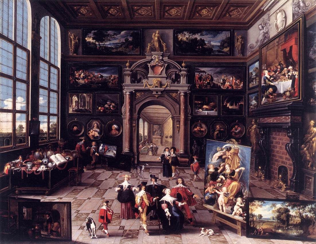 “Gallery of a Collector,” a 17th-century Flemish painting of a private picture cabinet.